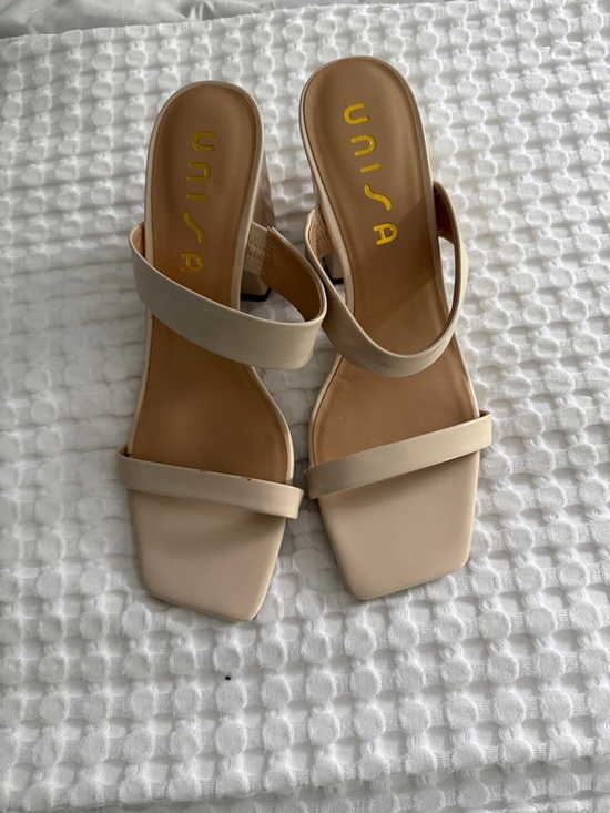 Unisa Shoes - Unisa Cream Double-Strap Square-Toe Mules